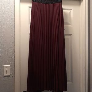 Burgundy Pleated Skirt